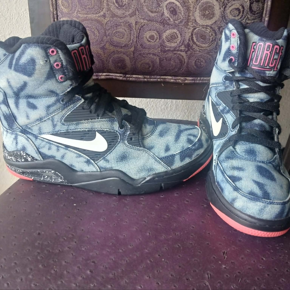 Nike Air Command Force White Wash Denim Basketball Shoes